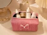 Rosy Gingham Bow Pouch